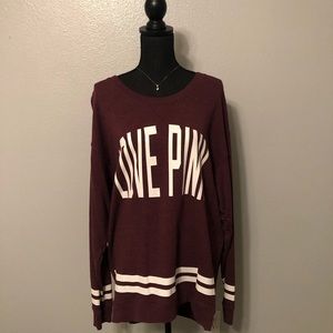 Maroon PINK Crew Neck Sweatshirt